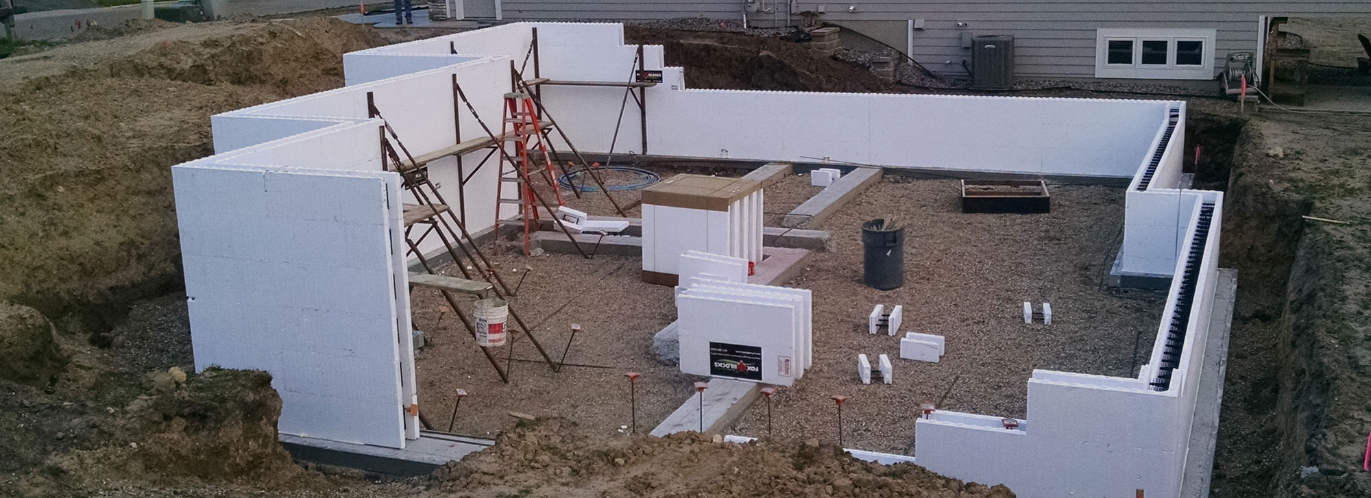 ICF house foundation being constructed and poured by Van Haren Construction